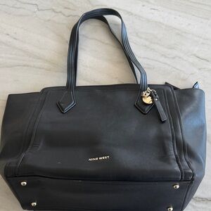 Nine West Black Leather Tote Bag